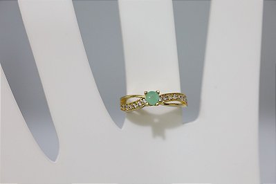 Anel de Esmeralda em prata banhado a ouro