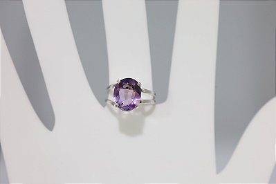 Anel de prata com ametista natural
