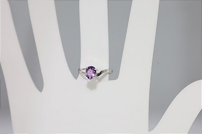 Anel de prata com ametista natural