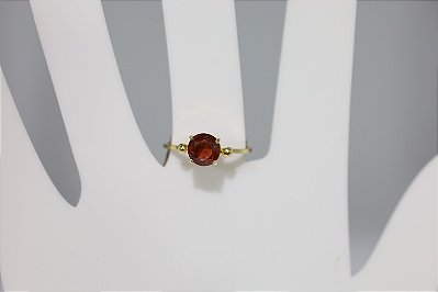 Anel de prata banhado a ouro com granada natural