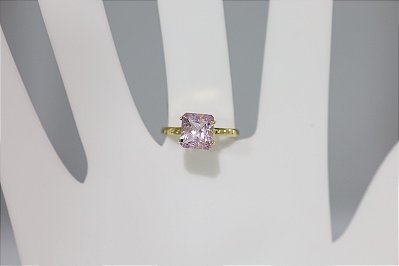 Anel de ametista natural em prata banhado a ouro