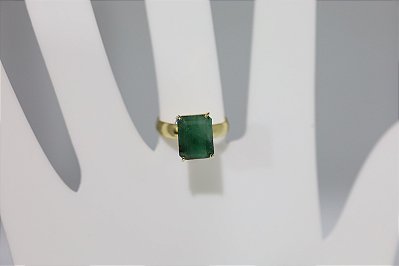 Anel de esmeralda natural em prata banhado a ouro