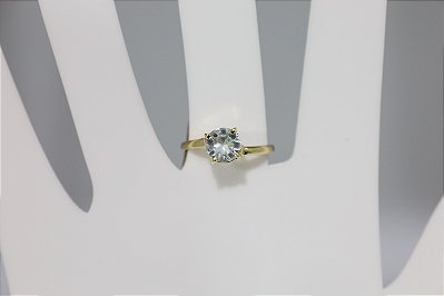 Anel de agua marinha natural em prata banhado a ouro