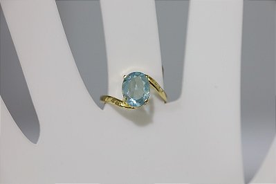 Anel de topazio natural em prata banhado a ouro