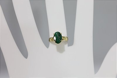 Anel de esmeralda natural em prata banhado a ouro