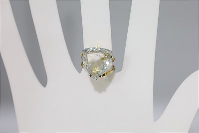 Anel de topazio natural em prata banhado a ouro