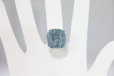 Anel de quartzo azul natural em prata, ajustavel