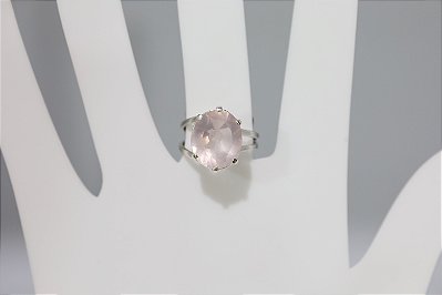 Anel de quartzo rosa natural em prata