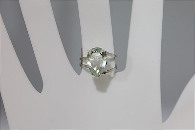 Anel de prasiolita natural em prata