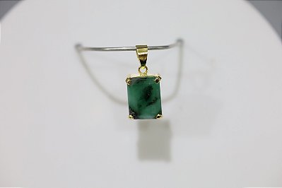 Pingente em prata banhado a ouro com Esmeralda natural