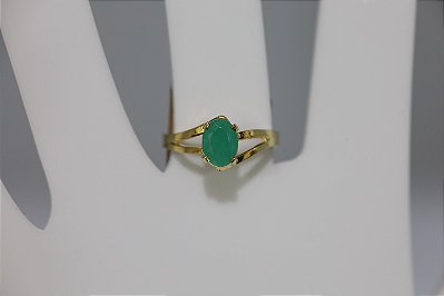 Anel de Esmeralda natural em prata banhado a ouro