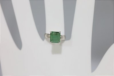 Anel de Esmeralda natural em prata