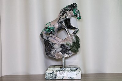 Cavalo em Esmeralda base Giratoria Alt 36cm 5.3kg