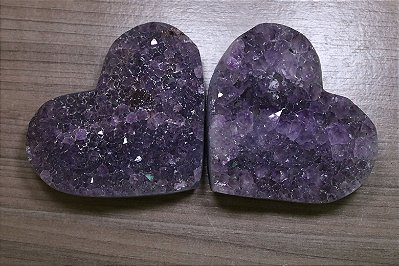 Par de Corações de Ametista 652gr Lar 10cm