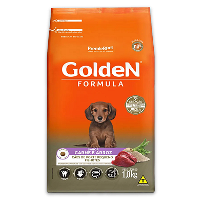 GOLDEN FÓRMULA MINI BITS CÃES FILHOTES MINI BITS CARNE E ARROZ