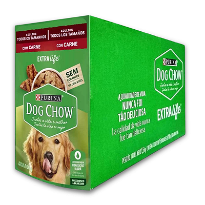 DOG CHOW SACHE ADULTOS TODOS TAMANHOS - CARNE 100 G - CAIXA C/ 15