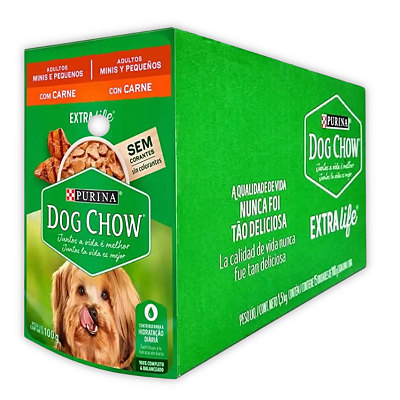 DOG CHOW SACHE ADULTOS MINI E PEQUENOS - CARNE 100 G - CAIXA C/ 15