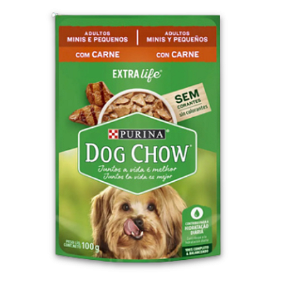 DOG CHOW SACHE ADULTOS MINI E PEQUENOS - CARNE 100 G