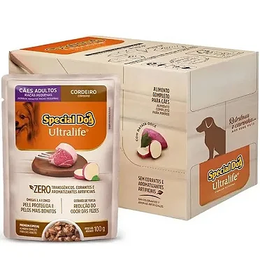 SPECIAL DOG SACHE ULTRALIFE RACAS PEQUENAS ADULTOS - CORDEIRO 100 G - CAIXA C/ 12