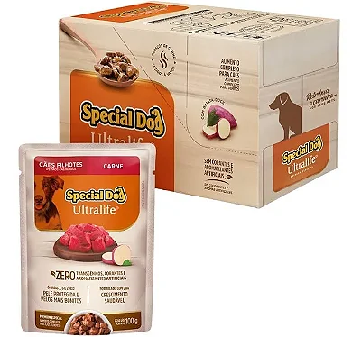 SPECIAL DOG SACHE ULTRALIFE FILHOTES - CARNE 100 G - CAIXA C/ 12