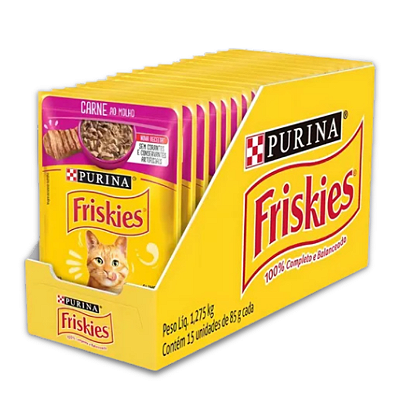 FRISKIES SACHE ADULTOS - CARNE 85 G - CAIXA C/ 15