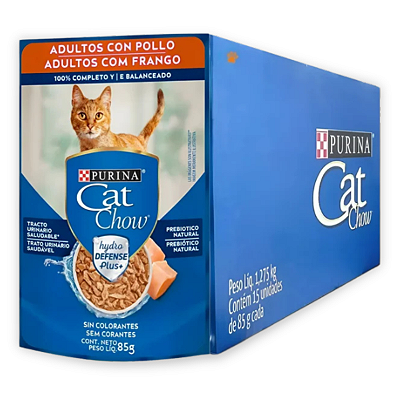 CAT CHOW SACHE ADULTOS - FRANGO AO MOLHO 85 G - CAIXA C/ 15