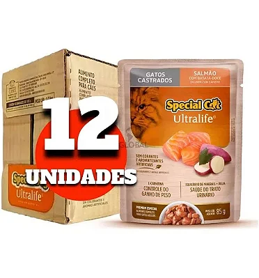SPECIAL CAT SACHE ULTRALIFE CASTRADOS - SALMÃO 85 G - CAIXA C/ 12