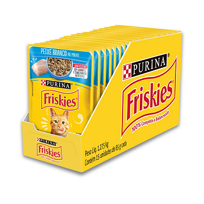 FRISKIES SACHE ADULTOS - PEIXE BRANCO 85 G - CAIXA C/ 15