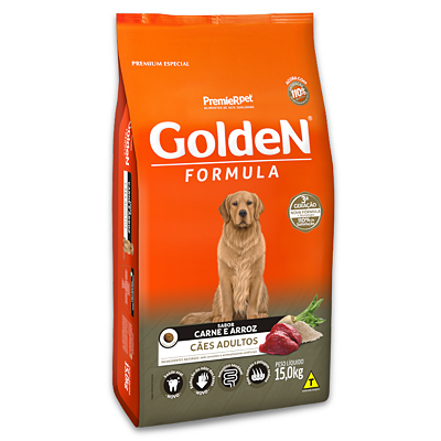 GOLDEN FÓRMULA CÃES ADULTOS CARNE E ARROZ