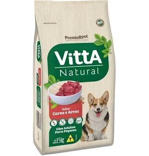 VITTA NATURAL CÃES ADULTOS RAÇAS PEQUENAS CARNE E ARROZ