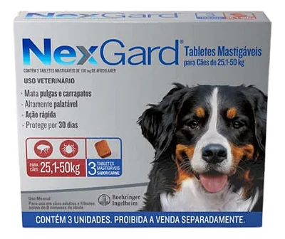 NEXGARD CÃES DE 25,1 A 50 KG 136 MG - CAIXA C/ 3 TABLETES