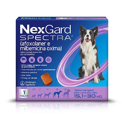 NEXGARD SPECTRA CÃES 15,1 À 30 KG G 4 G - CAIXA C/ 1 TABLETE