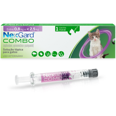 NEXGARD COMBO GATO P 0,8 A 2,5 KG - 0.3 ML - CAIXA C/ 1 TABLETE