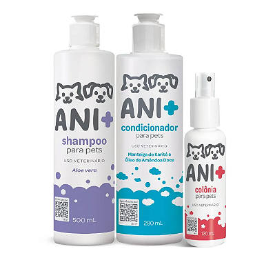 Kit Shampoo + Condicionador + Colônia para Pets Ani+