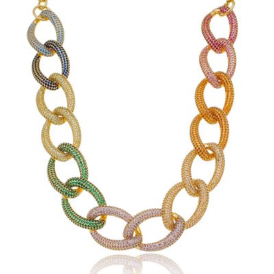 Colar Riviera Rainbow Elos Cravejado