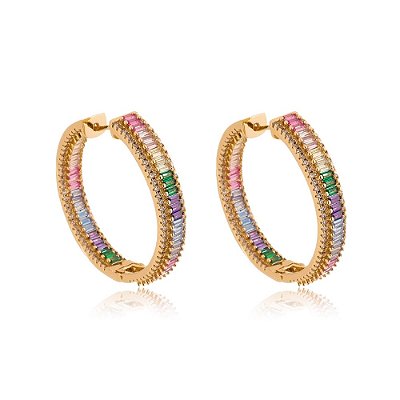 Argola Rainbow Cravejada