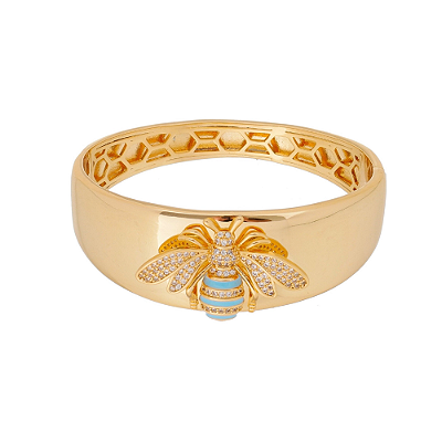 Bracelete Esmaltado Azul em banho de Ouro 18k