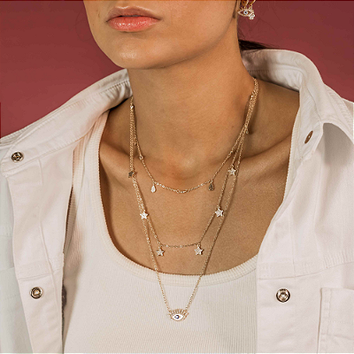 Trio de Colares Amuleto Minimalista