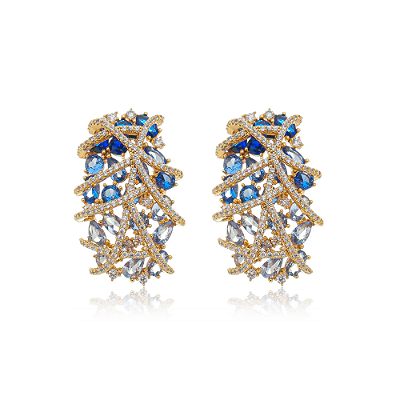 Brinco Banhado a Ouro 18k com Zircônias Safira