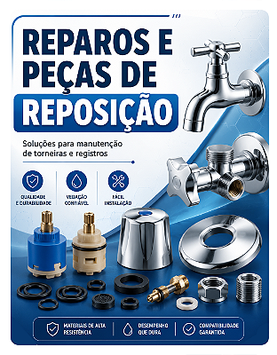 Reparos para torneiras, registros e muito mais.