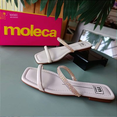 Rasteira Moleca - Cristal Branco Off