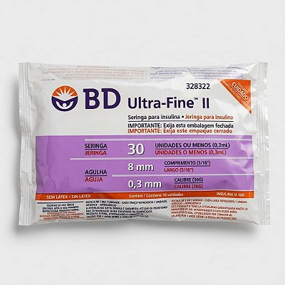 Seringa Para Insulina Bd Ultra-fine 30UI Agulha 8mm