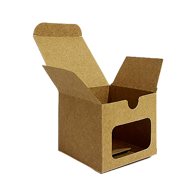 Caixas para Velas Aromáticas Pote Patê Com Visor Kraft 7,5x7,5x6,5 cm