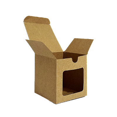 Caixas para Velas Aromáticas 8x8x8,5 cm para Copo Whisky Com Visor Kraft