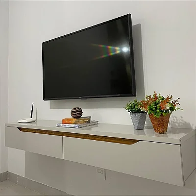 Rack Suspenso Uno P/ Tvs até 55 Polegadas 160cm 2 Portas - Olivar Móveis