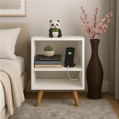 NICHO MESA DE CABECEIRA DECORAÇÃO COM PÉS RETRÔ 45,5x30