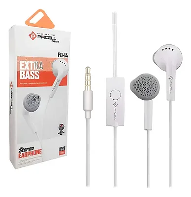 Fone de Ouvido Stereo Slim Com Fio PMCell FO-14 – In-ear P3 Com Microfone