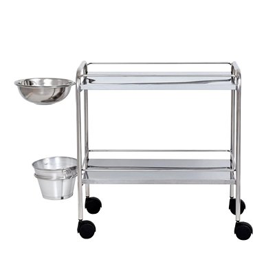 Carro Curativo Inox com Balde e Bacia