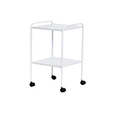 Mesa Auxiliar em Pintura Epóxi com Rodízio e Varanda 40x40x80cm