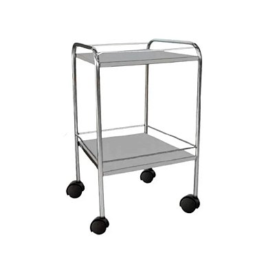 Mesa Auxiliar em Aço Inox com Rodízio e Varanda 40x40x80cm